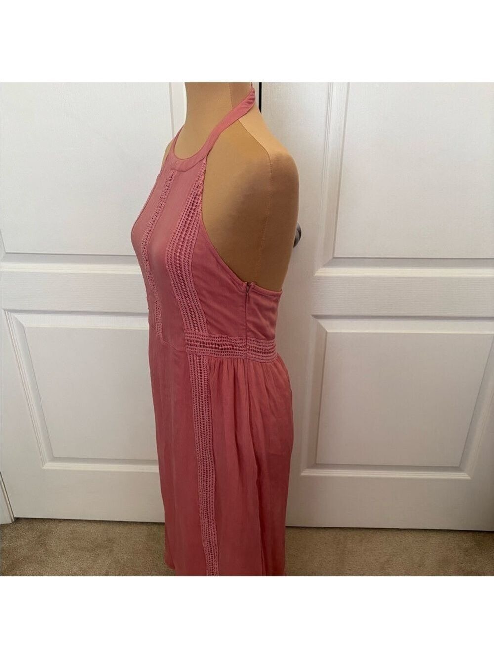 Roxy Pink Halter Maxi Dress Size 8 | Side Zip | EUC | Flowy & Feminine - Picture 5 of 14